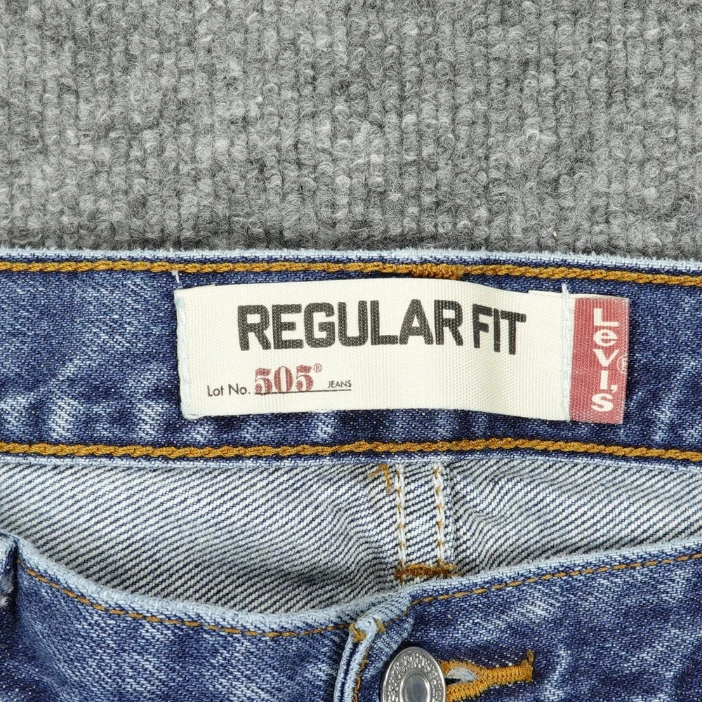Levis 505 Jeans Mens 36x30 Blue Regular Fit Straight Leg Stretch